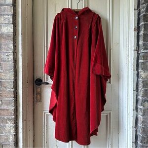 -LAURA ASHLEY RED CORDUROY CAPE-